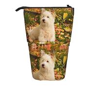 Melbrakin Westie Autumn West Highland White Terrier Dogs Pencil Case,Stand Pencil Pouch,Telescopic Pencil Case Stand Pencil Holder Pen Bag