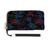 Melbrakin Wild Eagle Rose Skull Snake Women's Wristlet Wallet Large Capacity Wallets for Ladies Long Clutch Bags Printed PU Handbag with Zipper