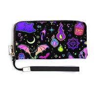 Melbrakin Women's Coin Purse Wallets Large Capacity Zipper Handbag Purse for Girls Ladies Compatible with Halloween Goth Witchy Witch Wallet