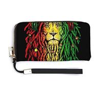 Melbrakin Women's Large Capacity Zipper Handbag Purse for Girls Ladies Cell Phone Case Holster Bag Compatible with Rasta Rastafarian Reggae Earphone Lion Wallet