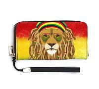 Melbrakin Women's Large Capacity Zipper Handbag Purse for Girls Ladies Cell Phone Case Holster Bag Compatible with Rasta Flag Rastafarian Reggae Lion Wallet