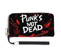 Melbrakin Women's Large Capacity Zipper Handbag Purse For Girls Ladies Cell Phone Case Holster Bag Compatible with Punk Rock Set Skull PunksDead Words Red Black Wallet