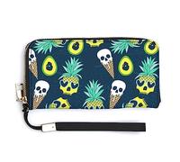 Melbrakin Women's Large Capacity Zipper Handbag Purse for Girls Ladies Cell Phone Case Holster Bag Compatible with Summer Skull Pine Ice Cream Avocado Print Wallet