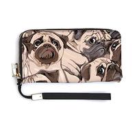 Melbrakin Women's Pu Wallets Cell Phone Case Holster Bag Cute Large Capacity Zipper Handbag Purse For Girls Ladies Compatible with Cute Pug Dog Print Puppy Wallet