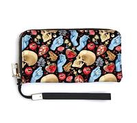 Melbrakin Women's Pu Wallets Cell Phone Case Holster Bag Cute Large Capacity Zipper Handbag Purse For Girls Ladies Compatible with Halloween Goth Skull Mushroom Vampire Magic Witch Witchcraft Wallet