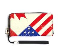 Melbrakin Women's Pu Wallets Cell Phone Case Holster Bag Cute Large Capacity Zipper Handbag Purse for Girls Ladies Compatible with Canadian and American Grunge Flag Wallet