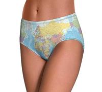 Melbrakin World Map Women's Underwear Stretch Mid Waisted Briefs Ladies Comfortable Breathable Panties for Women