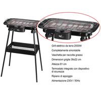 Melchioni Electric Barbecue with Stand Black, Rectangular, Knob, 38 x