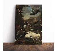 Melchior d'Hondecoeter Ducks and Swan Canvas Print | Gallery Wrapped 30mm Frame Wall Art | 20x14 inches | Ready to Hang | Modern Bird Picture | Living Room Bedroom Lounge Office