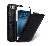 MELCKO Case Suitable for Apple iPhone SE 2022 5G, iPhone SE 2020, iPhone 8, iPhone 7, 4.7 Inch, Case with Coated Leather, Protective Case, Fold-Up, Ultra-Slim Cover, Black