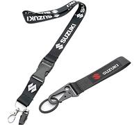 MELD 1PCS Motorcycle Lanyard and 1PCS Embroidered Keychain for Suzuki Motorcycles Bike Biker Key Chain Accessories (Black), Black, Medium