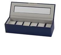 Mele and Co Men's Jack Navy Blue Six Watch Box with Glass Lid - Boxed