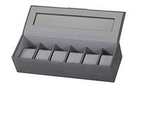 Mele and Co Men's Sam Mid Grey Six Watch Box with Glass Lid - Boxed