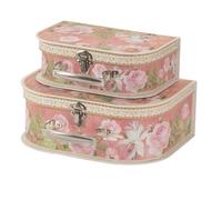 Mele and Co Set of Two Pink Roses Small Storage Suitcases