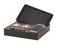 Mele & Co Ashton Black Bonded Leather Desk Top Valet, 28 cm x 24 cm x 7.5 cm