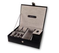 Mele & Co Black Watch Box in Recycled Leather Organizer Box Case Black