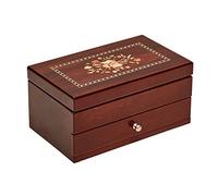 Mele & Co. Brynn Wooden Jewelry Box with Florentine Marquetry Motif in Walnut Finish, Wood