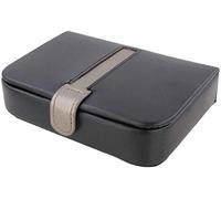 Mele & Co Jamie Black Bonded Leather Cufflink Box, Black, 16 cm x 11 cm x 4 cm