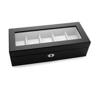 Mele & Co Lockable Five Part Black Watch Box - A1957
