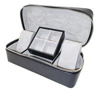 Mele & Co. Mens Black Double Watch and Cufflink Zipped Traveller Storage Box