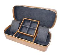 Mele & Co. Mens Brown Double Watch and Cufflink Zipped Traveller Storage Box