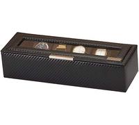 Mele & Co Neal Carbon Fibre Effect PU 6 Watch Box, Black, 30 cm x 10.5 cm x 8 cm
