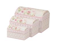 Mele & Co. Set of Three Small White and Pink Floral Storage Boxes