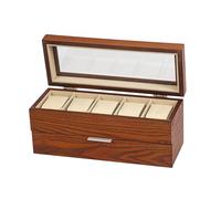 Mele & Co. Wood Finish David 5 Watch Box with Drawer