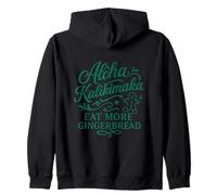 Mele Kalikimaka Eat More Gingerbread Fun Hawaiian Xmas Vibes Zip Hoodie