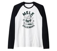 Mele Kalikimaka Hula Santa Hawaiian Christmas in Hawaii Raglan Baseball Tee