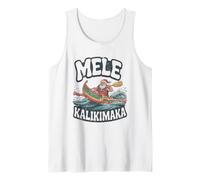 Mele Kalikimaka Santa Outrigger Canoe Retro Hawaii Surf Tank Top