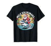 Mele Kalikimaka Santa Riding Shark Hawaiian Christmas Hawaii T-Shirt