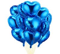 Meleager Blue Heart Foil Balloons, 20 Pieces, Blue, Heart Foil Balloons, Valentine's Day, Birthday, Wedding, Anniversary, Unisex, Couples, Families, Friends