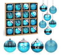 Meleager Christmas Baubles Blue, 16Pcs Plastic Christmas Balls 6cm, Xmas Tree Decorations, Shatterproof, Holiday & Party Decor