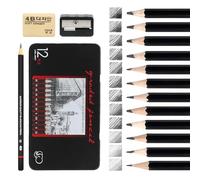 Meleager Pencil Set, Drawing Pencils, 15-Piece Drawing Pencils Set with 8B 7B 6B 5B 4B 3B 2B B HB F H 2H, Eraser, Sharpener, Pencil Case, Sketch Pens for Adults