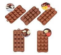 Melearch Chocolate Moulds, 5 PCS Thick Chocolate Silicone Molds, Ice Cube Trays, Kitchen DIY Baking Pans for Candy, Jelly, Gummy, Sweet, Cookie