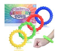 Melearch Fidget Toys Sensory Stone for Adults, 4 Pcs Silicone Textured Worry Bracelets for Autism Kids, Fidget Stress Toys for Anxiety Relief, Students Calm Down Classroom Prizes