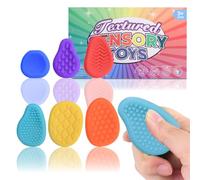 Melearch Fidget Toys Sensory Stone for Adults, 6 Pcs Silicone Textured Worry Stones for Autism Kids, Fidget Stress Toys for Anxiety Relief, Students Calm Down Classroom Prizes