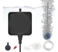 Melearch Mini Air Pump for Aquarium, Quiet Air Bubbler with Accessories, Oxygen Aerator for 1-15 Gallon Fish Tank, 1.3 Watt, 0.45 L/min, Black