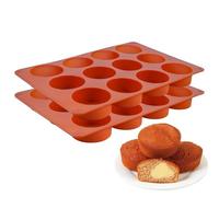 Melearch Muffin Trays, 12 Cavity Yorkshire Pudding Tray, Silicone Cupcake Moulds for Baking, Silicone Muffin Cases, Non Stick Muffin Tin, Cookies Jelly Mould(2PCS)