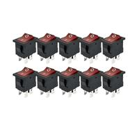 MELEDFCFK KCD1-104 Plastic LED Rocker Switch 6A 250VAC 4-Pin On/Off DPST 15x21mm ON-OFF(10pcs Red Lamp,220V)