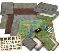 Melee Mats Deluxe DnD Game Mat Set - 4 Terrains (Tavern, Moss, Cobblestone, Dungeon) - Dry Erase RPG Miniatures Mat - Portable Reusable Board Game for 2-10 Players, Ages 14 and Above