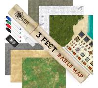 Melee Mats DND Map Starter Kit for Dungeons & Dragons Game - 24” x 36" 3 Pack Double Sided, Wet/Dry Erase Battle Terrain Grid - Ultimate Tabletop Board Gaming Experience with Accessories
