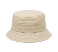 Melegari Bucket Hat | Pure Cotton | Bolsena Hat | Unisex | Spring Summer | with Pocket and Zip Safety Zip, beige, 7 1/8