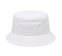 Melegari Bucket Hat | Pure Cotton | Bolsena Hat | Unisex | Spring Summer | with Pocket and Zip Safety Zip, White, 7 3/8