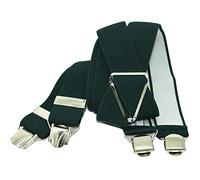 MELEGARI Elastic braces 3.5 cm wide, twill solid color, man/woman, made in Italy, dark green, One size