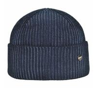 Melegari Knitted Hat with Cuff, Brian Beanie | Pure Merino Wool Extrafine Two-Tone | High Quality German Manufacture | Unisex, blue, 55-61