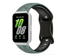 MELEJIA Flower Engraved Strap for Samsung Galaxy Fit 3, Silicone Replacement Band, Floral Two-Tone Strap, Adjustable Silicone Sport Watchband for Women-Slate Blue + Black