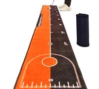 MELELINKS Golf Black & Orange 10ft Putting Training Mat Putt Green - Anti-Slip Backing Golf Alignment Training Aid for Indoor/Outdoor for Golfer