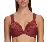 MELENECA Front Fastening Bras for Women Plus Size Underwire Unlined Lace Cup Cushion Strap Cabernet Red 34B